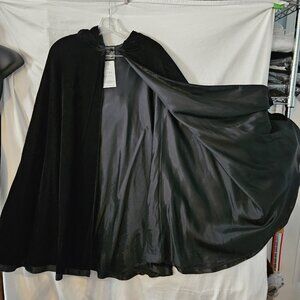 NWT Vintage Black Velvet Hooded cape Goth Musketeer